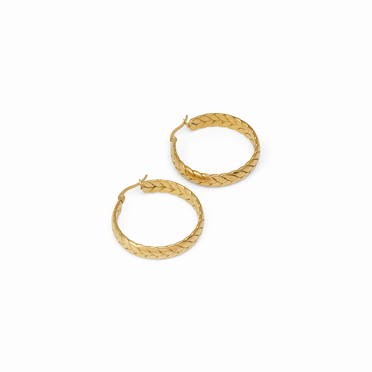 Brincos Argola Elos Trançados Banhado a Ouro 18k - ByFirenzzi
