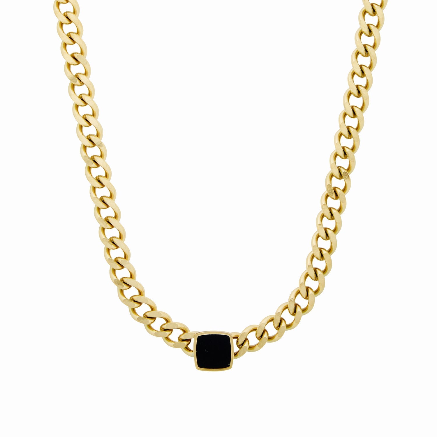 Colar Cubano Ônix Banhado in Ouro 18k - ByFirenzzi