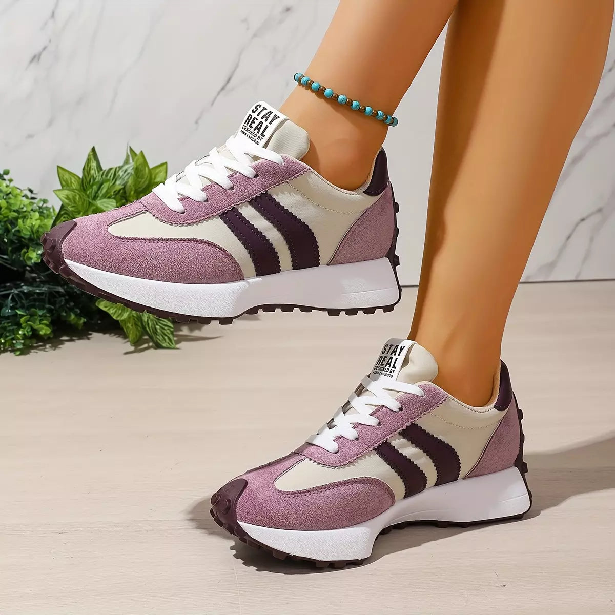CloudLane gestreepte casual outfit | Roze