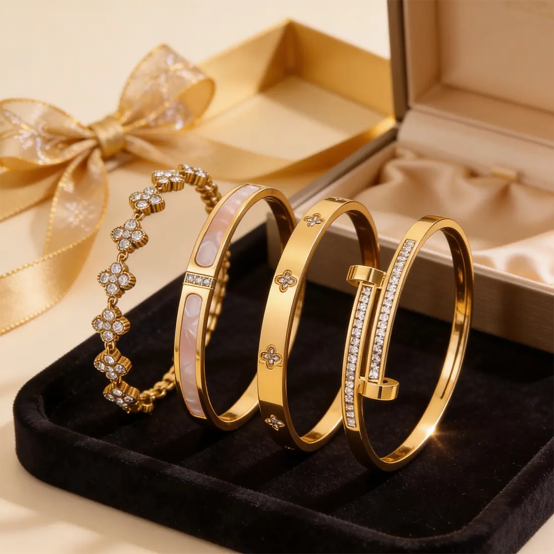 4-Piece Stainless Steel Bracelet Gift Set