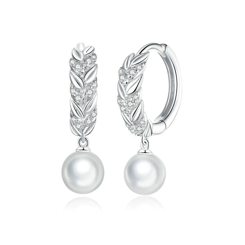 Brinco Argola Flower de Prata com Pérola Prata 925 - ByFirenzzi