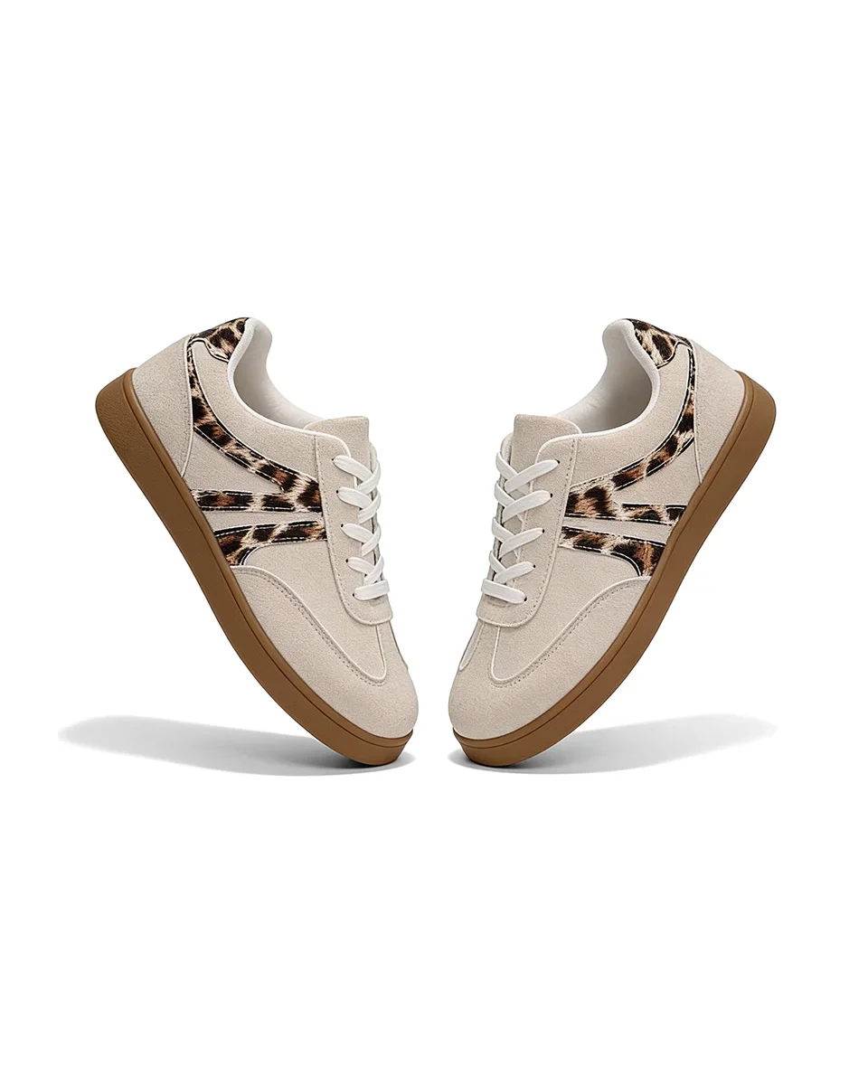 Harbor Court Beige Leopard Gum Sole Sneakers