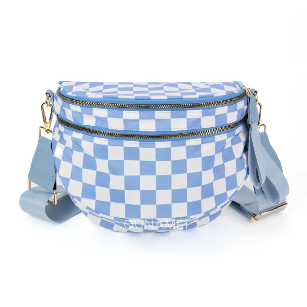 Geruite Crossbody Riemtas voor Dames - Ruime Heuptas voor Moeders & Dagelijks Reizen