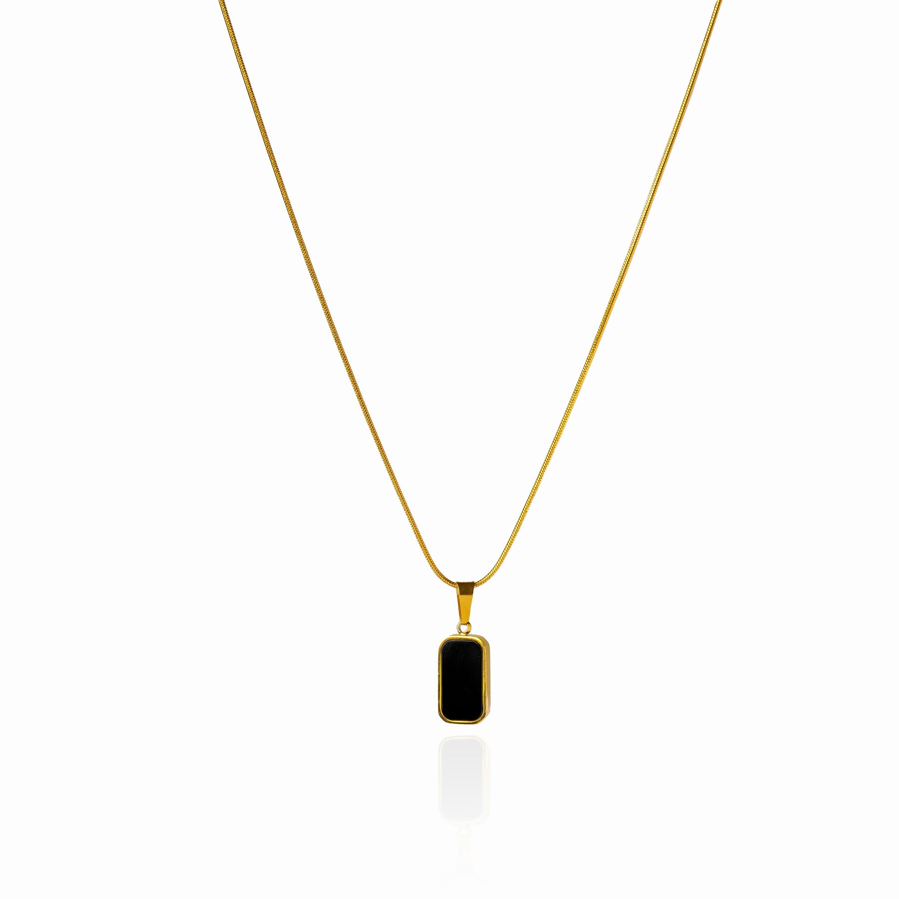 Colar Pingente Ônix Banhado em Ouro 18k - ByFirenzzi