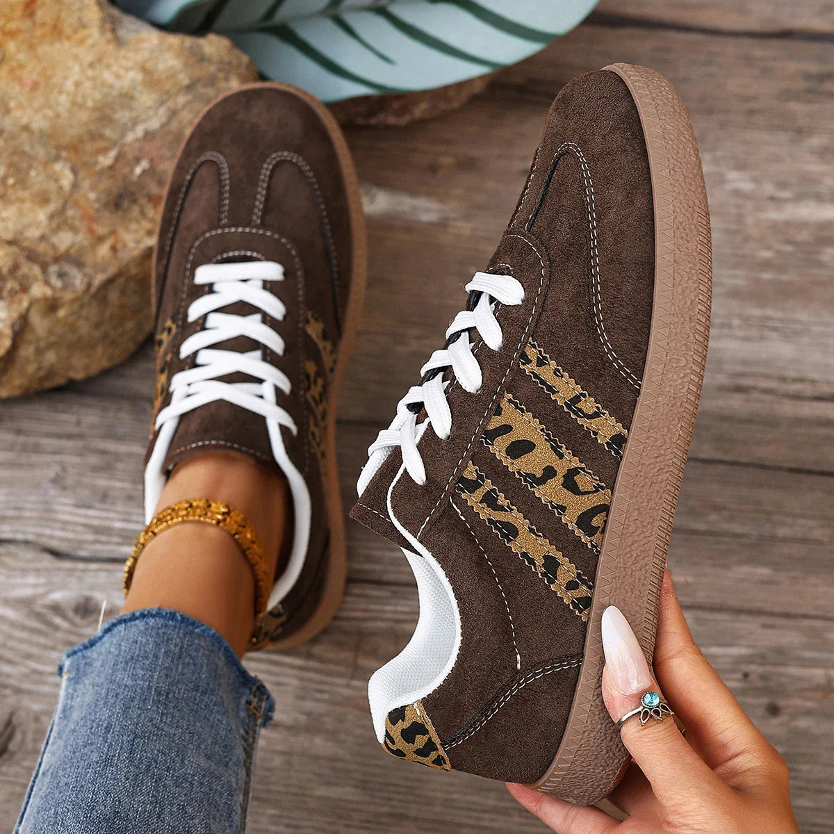 Retro Brown Leopard Sneakers