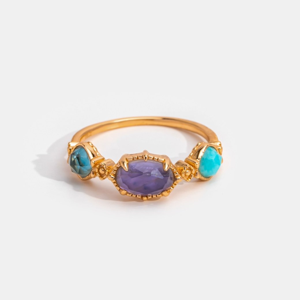 18k Gold-Plated Aurelia Precious Stone Ring – ByFirenzzi