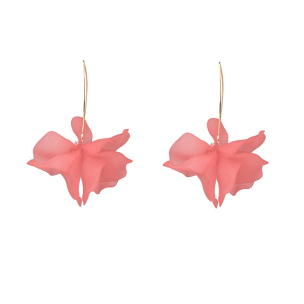 Pink Flower Earrings 18k Gold-Plated - By Firenzzi