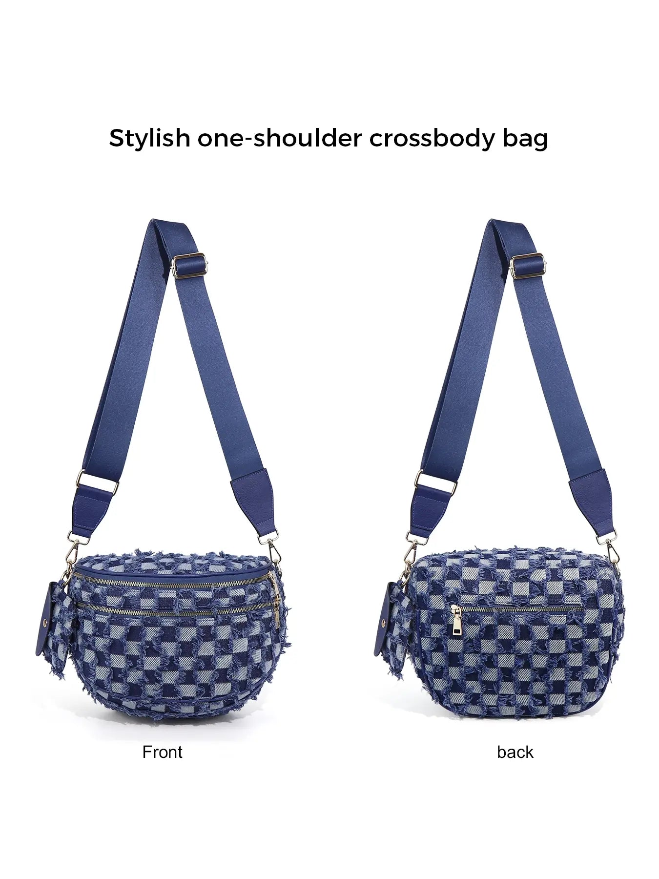 Geruite Crossbody Riemtas voor Dames - Ruime Heuptas voor Moeders & Dagelijks Reizen