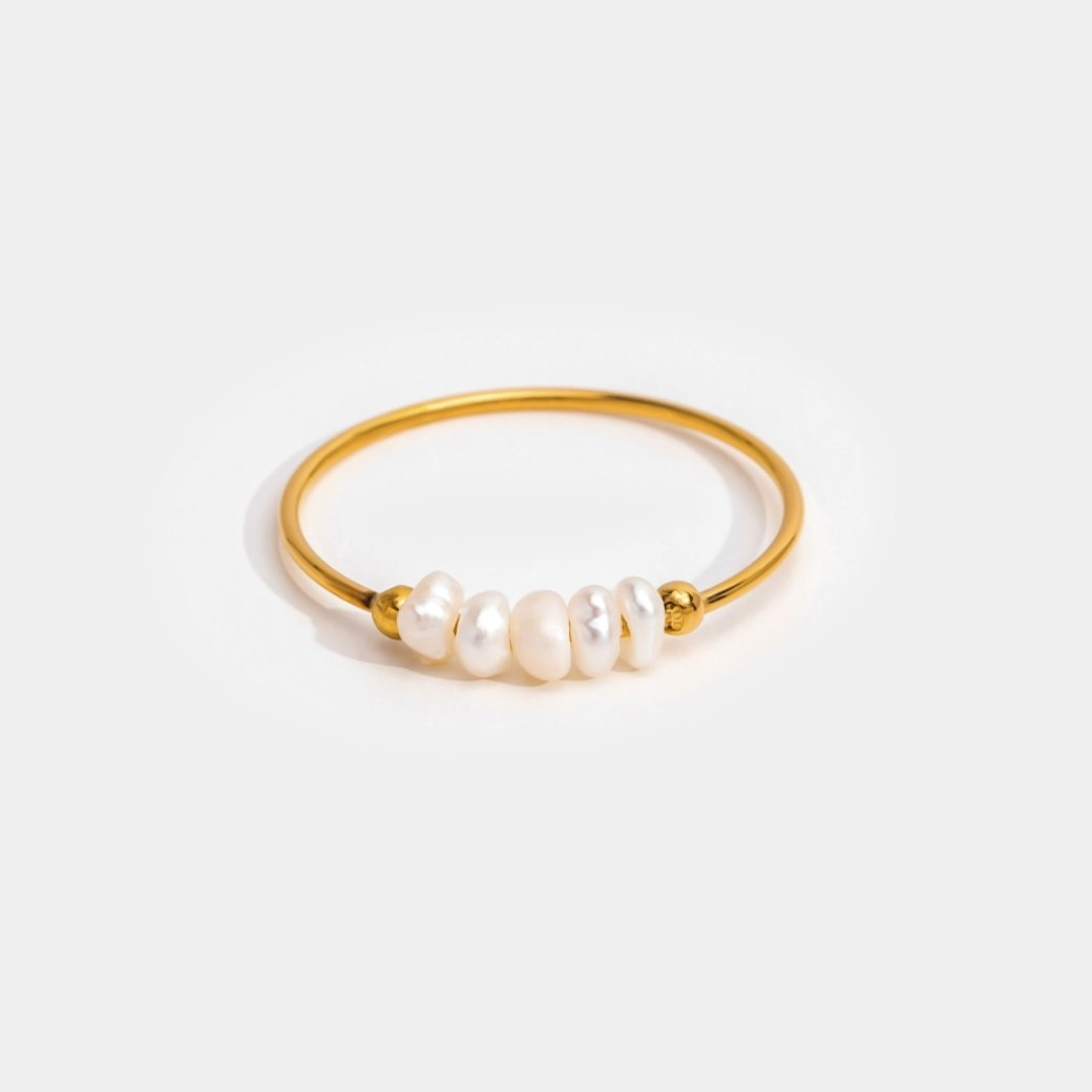 18k Gold-Plated Sweetwater Pearl Ring – ByFirenzzi
