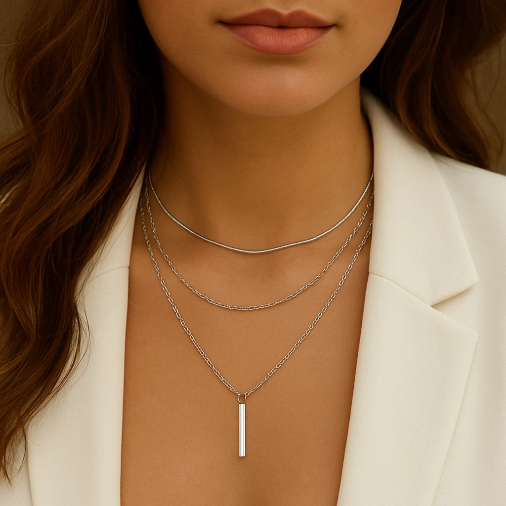 Celina Necklace – 18k Gold-Plated Multi-Layer Pendant in Minimalist Bar Design – ByFirenzzi
