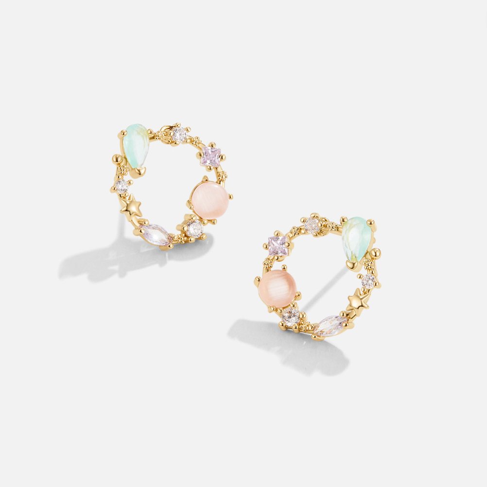 Crystal Flower Earrings 18k Gold-Plated - ByFirenzzi