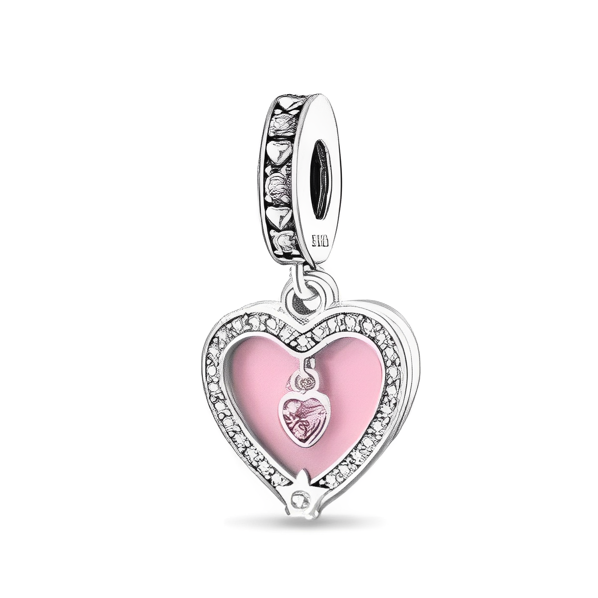 Berloque Coração Pink Prata 925 - ByFirenzzi