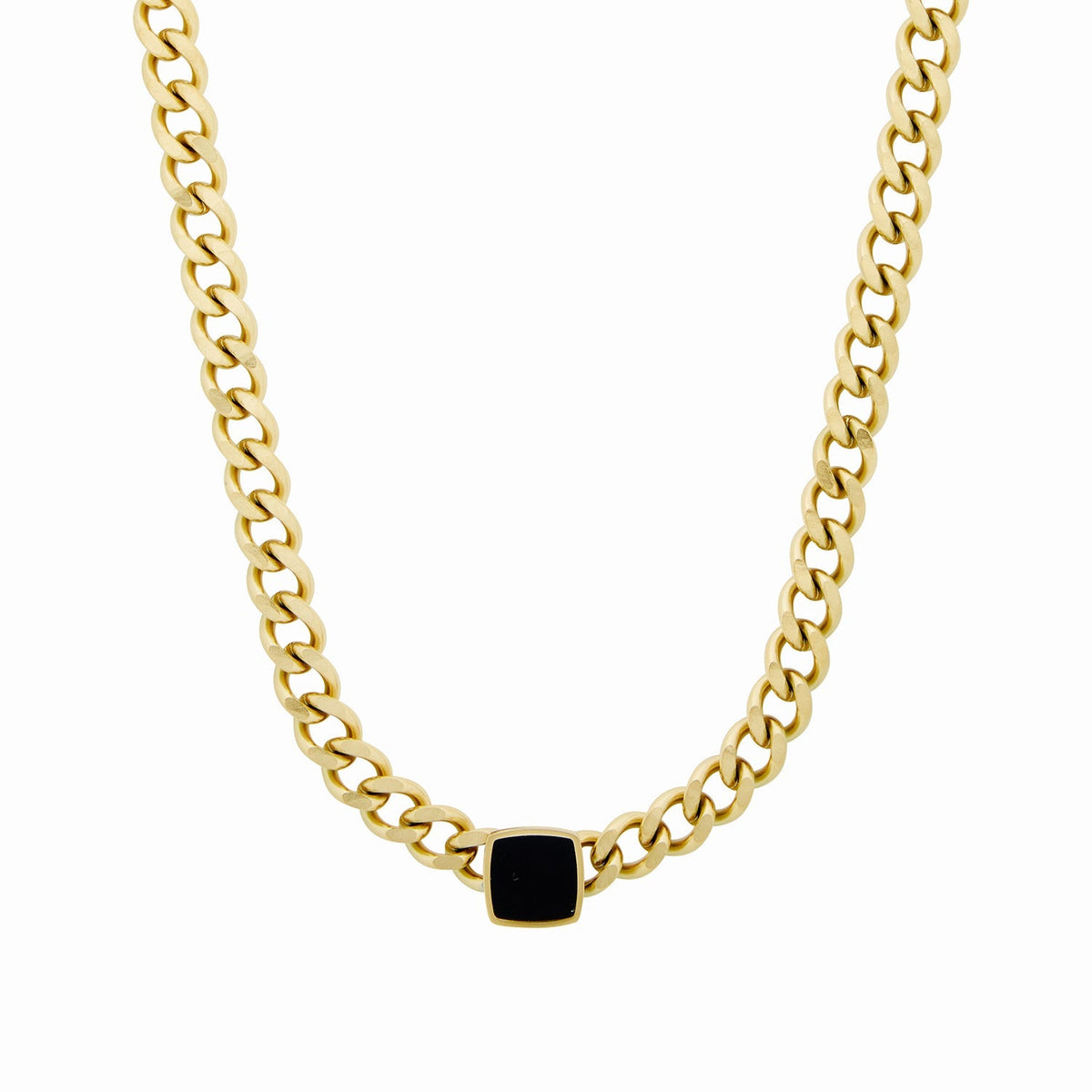 Colar Cubano Ônix Banhado em Ouro 18k - ByFirenzzi
