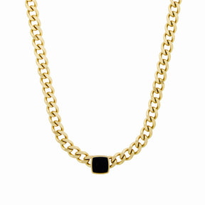 Colar Cubano Ônix Banhado in Ouro 18k - ByFirenzzi