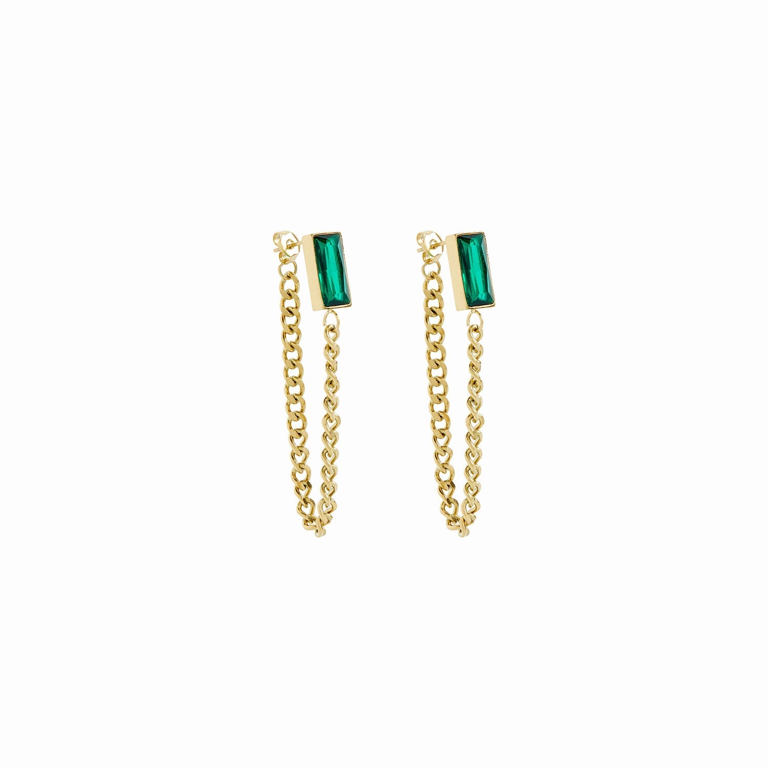 Brincos Esmeralda Banhado a Ouro 18k - ByFirenzzi