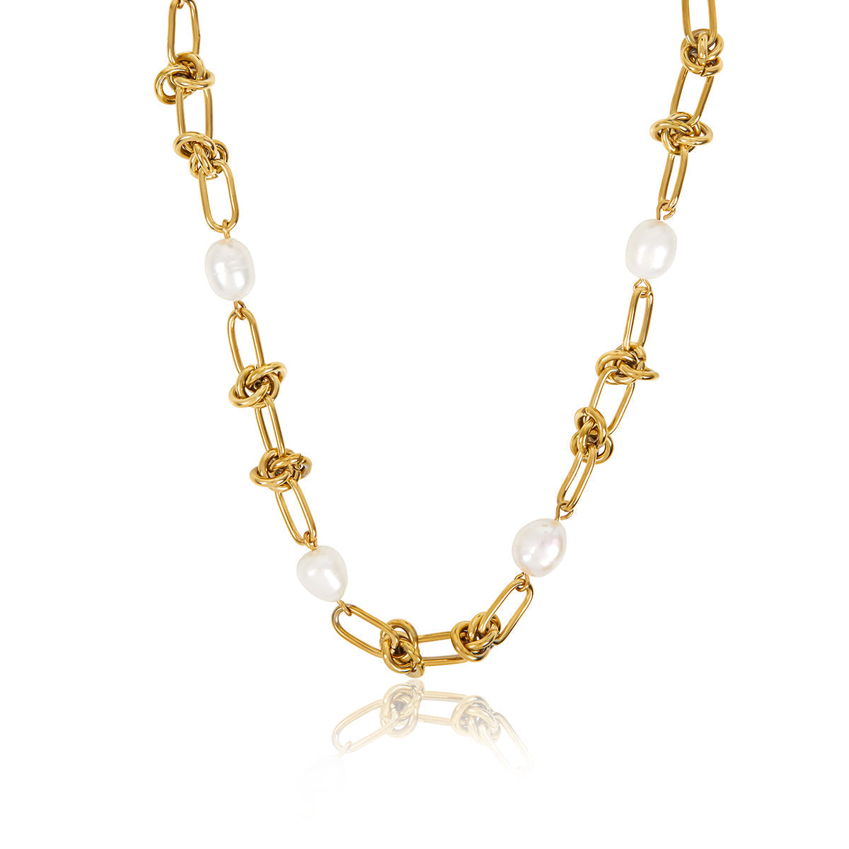 Colar No em Pérola Banhado in Ouro 18k - ByFirenzzi