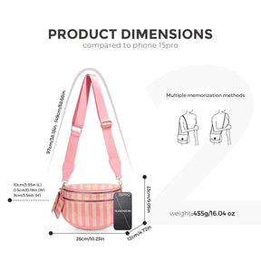 Checkered Crossbody Belt Bag for Women - Spacious Bum Bag for Moms & Daily Travel