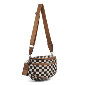 Checkered Crossbody Belt Bag for Women - Spacious Bum Bag for Moms & Daily Travel