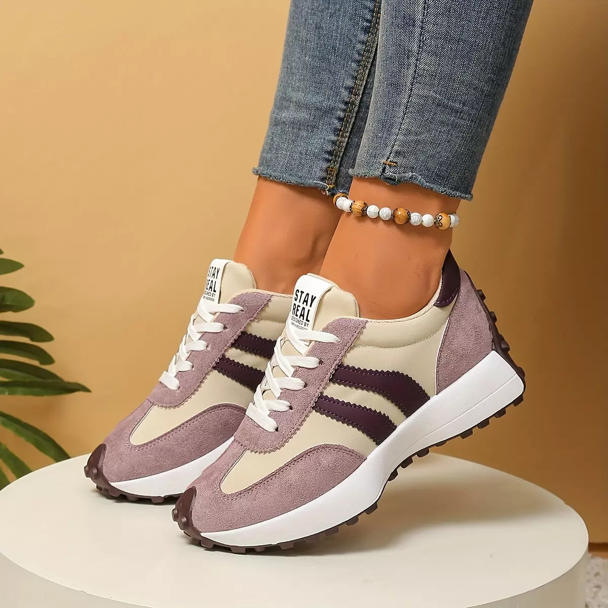 CloudLane gestreepte casual outfit | Roze 