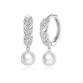 Brinco Argola Flower de Prata com Pérola Prata 925 - ByFirenzzi