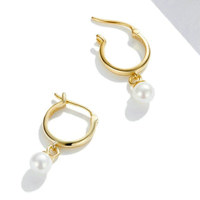 Brinco de Argola com Pérola Banhado a Ouro 18k - ByFirenzzi