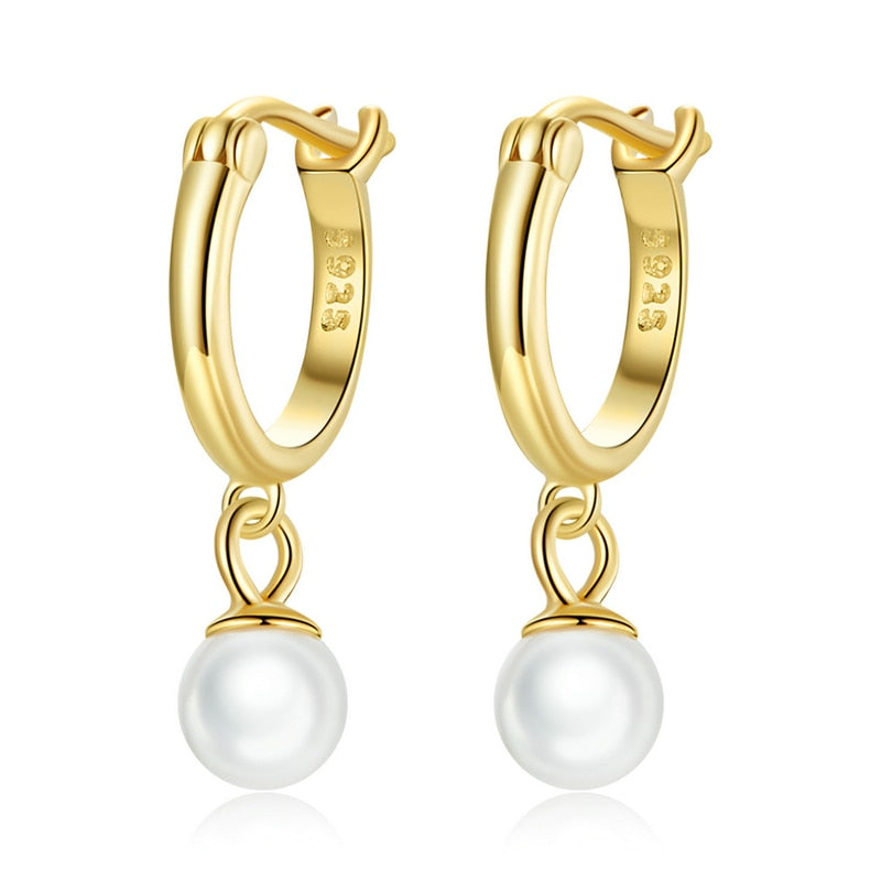 Brinco de Argola com Pérola Banhado a Ouro 18k - ByFirenzzi