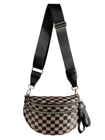Checkered Crossbody Belt Bag for Women - Spacious Bum Bag for Moms & Daily Travel