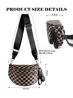 Checkered Crossbody Belt Bag for Women - Spacious Bum Bag for Moms & Daily Travel