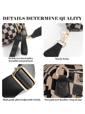 Checkered Crossbody Belt Bag for Women - Spacious Bum Bag for Moms & Daily Travel