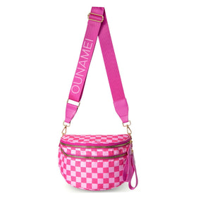 Checkered Crossbody Belt Bag for Women - Spacious Bum Bag for Moms & Daily Travel