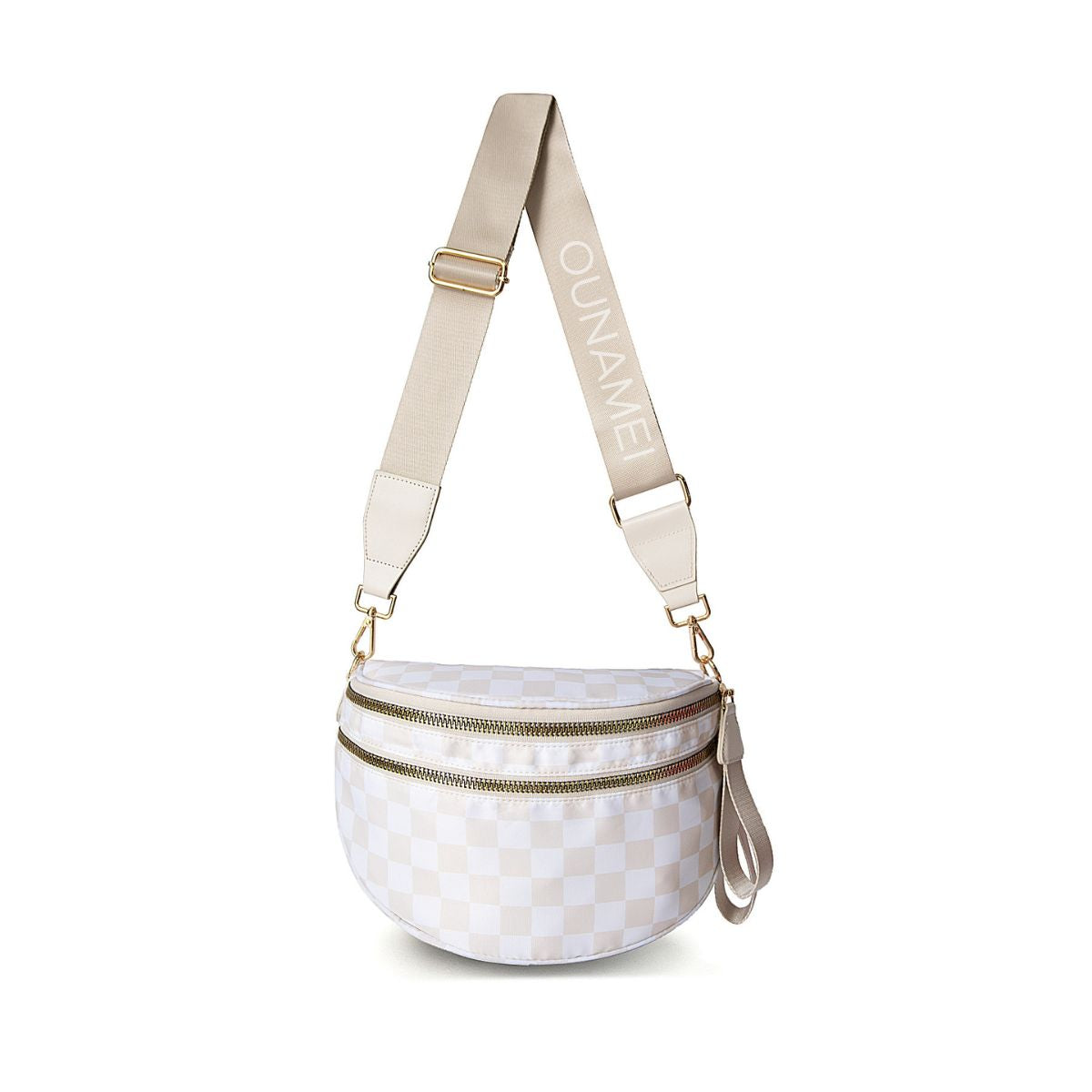 Checkered Crossbody Belt Bag for Women - Spacious Bum Bag for Moms & Daily Travel