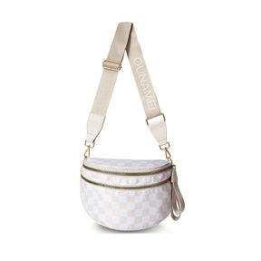 Checkered Crossbody Belt Bag for Women - Spacious Bum Bag for Moms & Daily Travel