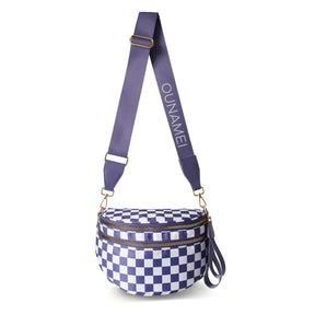 Checkered Crossbody Belt Bag for Women - Spacious Bum Bag for Moms & Daily Travel