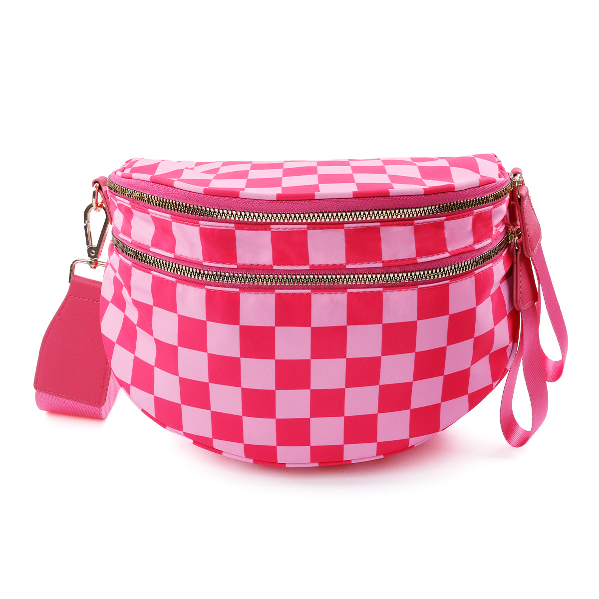 Checkered Crossbody Belt Bag for Women - Spacious Bum Bag for Moms & Daily Travel