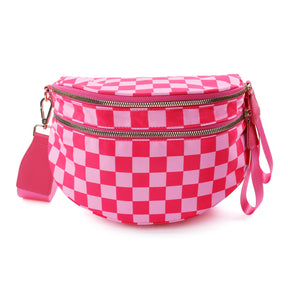 Checkered Crossbody Belt Bag for Women - Spacious Bum Bag for Moms & Daily Travel