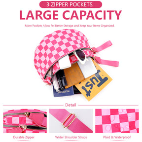 Checkered Crossbody Belt Bag for Women - Spacious Bum Bag for Moms & Daily Travel