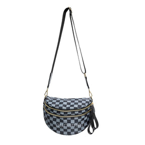 Checkered Crossbody Belt Bag for Women - Spacious Bum Bag for Moms & Daily Travel
