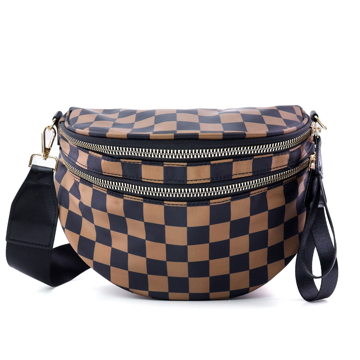 Checkered Crossbody Belt Bag for Women - Spacious Bum Bag for Moms & Daily Travel