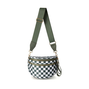 Checkered Crossbody Belt Bag for Women - Spacious Bum Bag for Moms & Daily Travel
