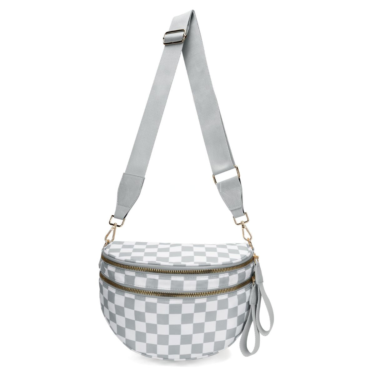 Checkered Crossbody Belt Bag for Women - Spacious Bum Bag for Moms & Daily Travel