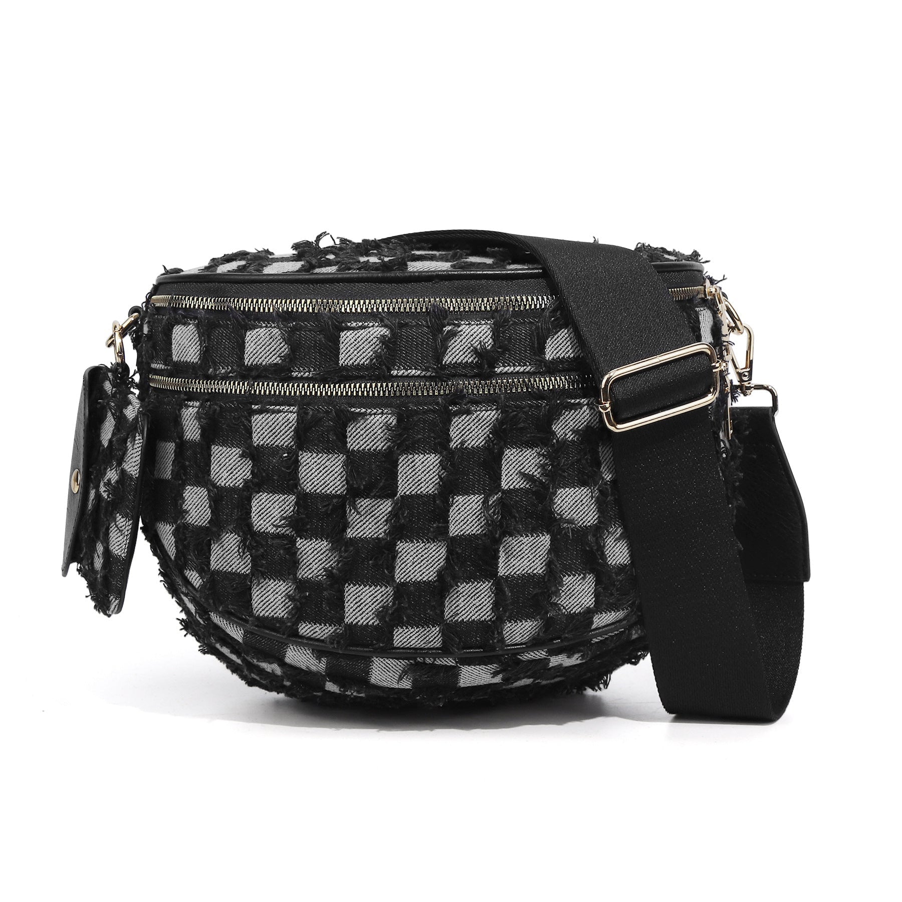 Checkered Crossbody Belt Bag for Women - Spacious Bum Bag for Moms & Daily Travel