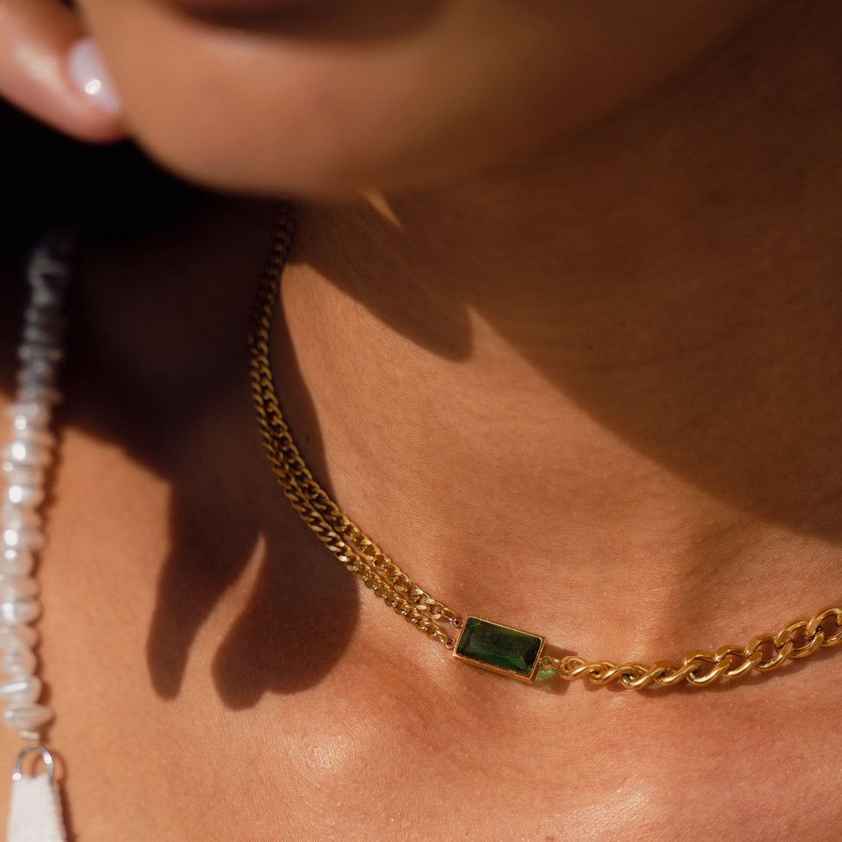 Colar Esmeralda Banhado a Ouro 18k - ByFirenzzi