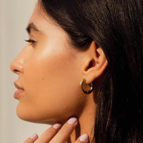 Brincos Argola Contraste Banhado a Ouro 18k - ByFirenzzi