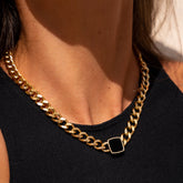 Colar Cubano Ônix Banhado in Ouro 18k - ByFirenzzi