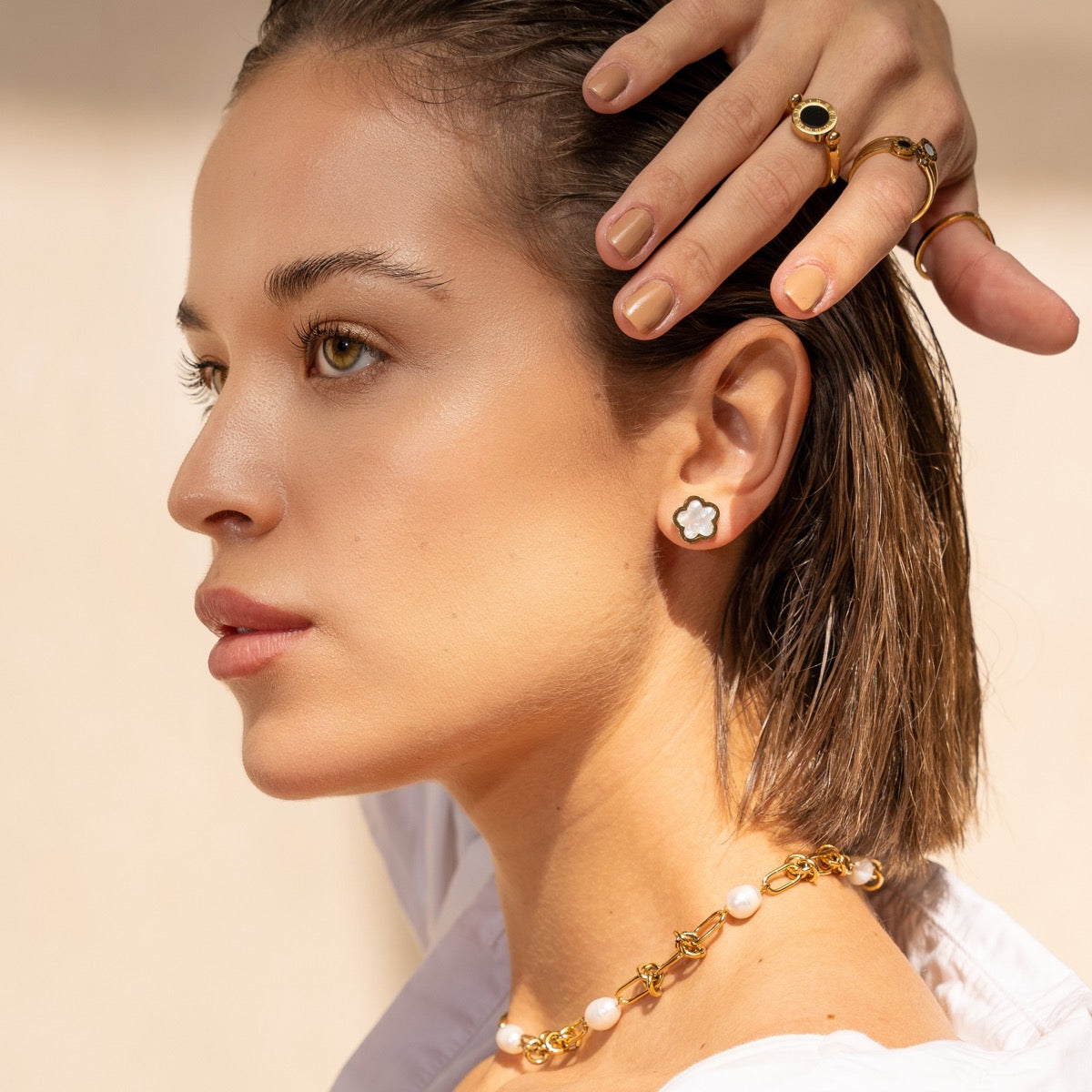 Brincos Trevo Banhado a Ouro 18k - ByFirenzzi