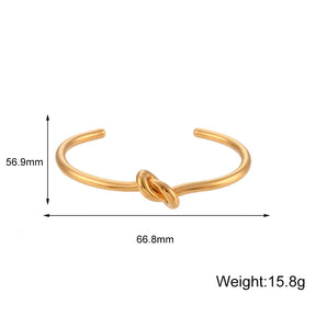 Belle Women's Minimalist 18K Gold Plated Knot Cuff Bangle Bracelet