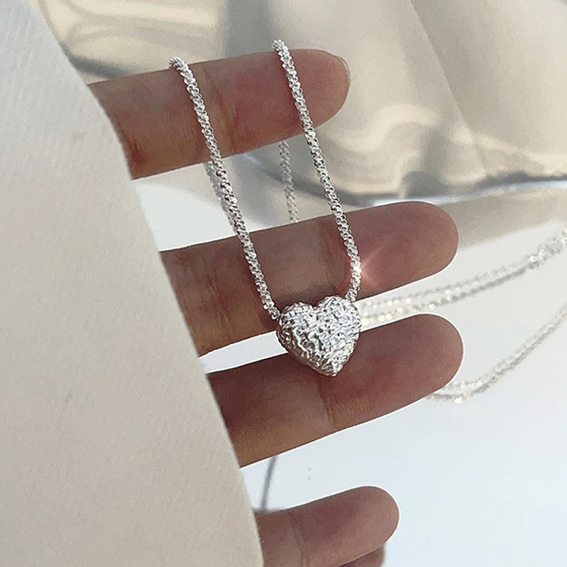 925 Sterling Silver Crystal Heart Necklace – ByFirenzzi