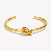 Belle Women's Minimalist 18K Gold Plated Knot Cuff Bangle Bracelet
