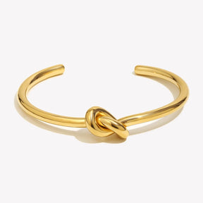 Belle Women's Minimalist 18K Gold Plated Knot Cuff Bangle Bracelet