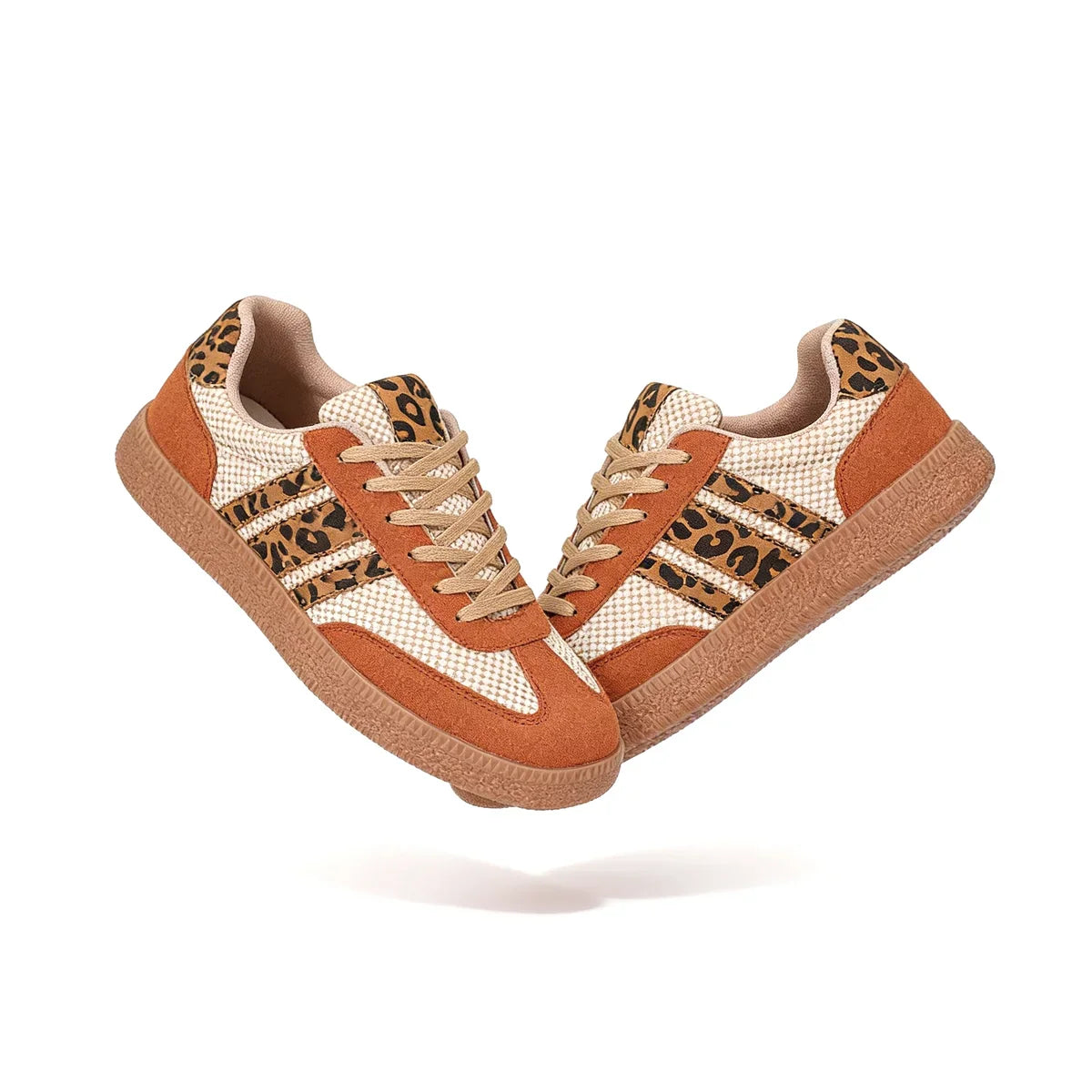 Retro Brown/Beige Leopard Sneakers